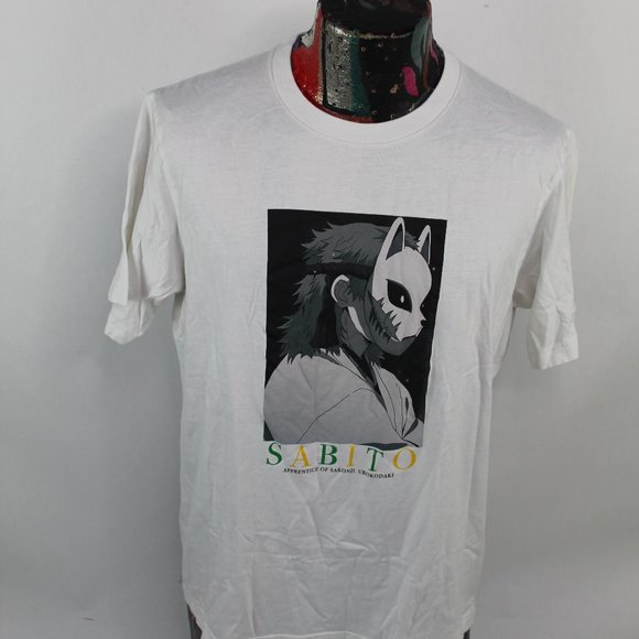 UNIQLO ANIME DEMON SLAYER MANGA UT SABITO WHITE TEE SHIRT SIZE LARGE - Picture 1 of 11